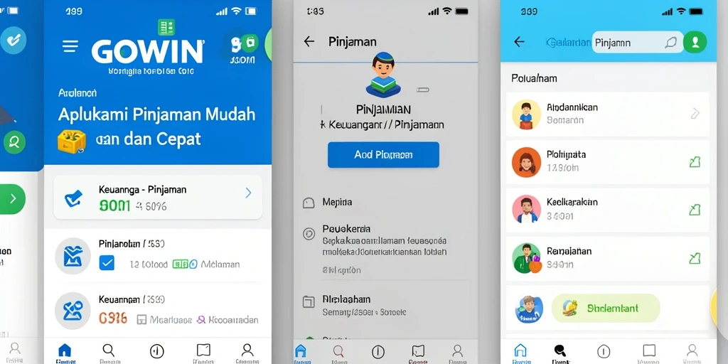 Antarmuka GOWIN menampilkan kemudahan akses dan fitur Pinjaman.
