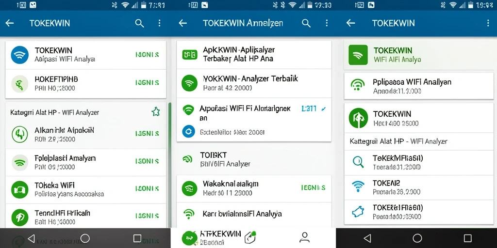 Antarmuka TOKEKWIN dengan fitur analisis WiFi yang informatif dan menarik.